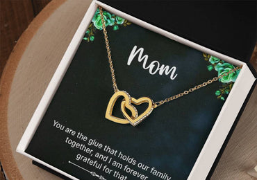 Interlocking Hearts Necklace For MOM (Yellow & White Gold Variants)